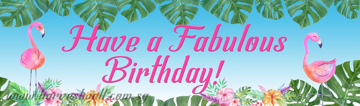 Have A Fabulous Birthday with Flamingo Customized Banner